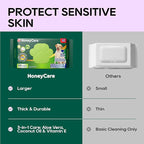 HONEY CARE Disposable Pet Wipes for Dogs & Cats – Cleansing & Soothing, Fragrance-Free, 100 Wipes for Paws, Butt & Body Cleaning