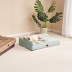 EHEYCIGA Large Dog Bed Memory Foam for Crate, Orthopedic Dog Bed Large Size Dogs with Washable Removable Cover, Waterproof Pet Sofa Couch with Nonskid Bottom, 35x22x6, Greyish Green | Small Dog Sofa with Washable Removable Cover, Waterproof Pet Couch f...