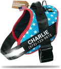 Personalized Dog Harness with Custom Name Patches, Adjustable Reflective No Choke Dog Vest with Handle for XXL Dog, Light Blue, 2XL