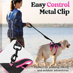 rabbitgoo Escape Proof Dog Harness for Medium, No Pull with Lift Handle | No Escape, Full Soft Padded, Reflective Adjustable Vest, Leash Clip for Walking Hiking Training, Rose & Black, Medium
