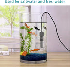Mini Submersible Aquarium Heater, 25/30/50/100/150/200 Watts Adjustable Fish Tank Heater, Built-in Thermometer, External Temperature Controller, Smart Memory, Used for 1-60 Gallons (30W Plug)