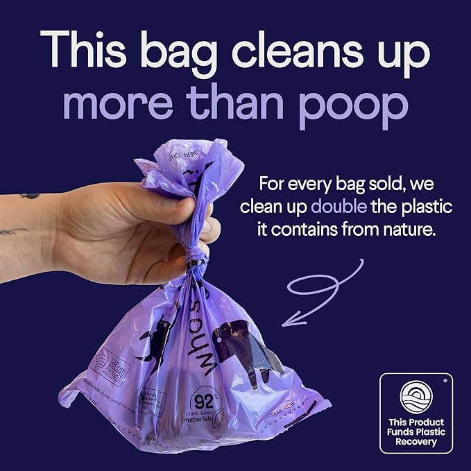 Finn 92% Biobased Poop Bags | USDA-Certified BioPreferred Product | Made from 92% Plant-Based Materials / 8% PE | Unscented Dog Waste Bags, Set of 120