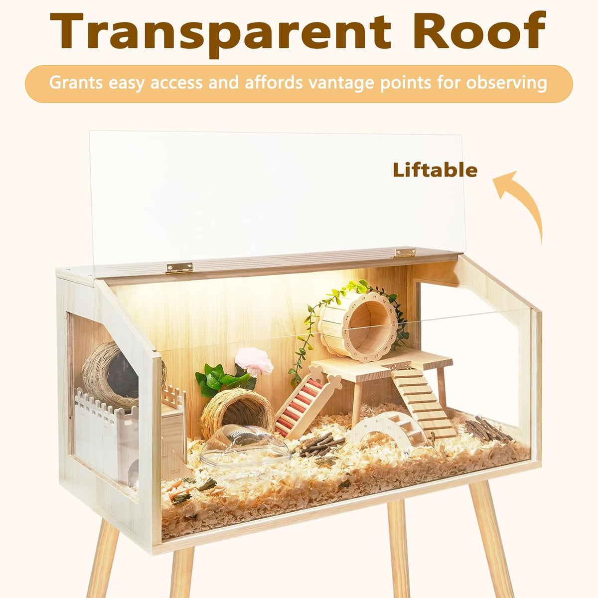Prolee Hamster Cage with Legs, Guinea Pig Cages Chew Proof, Hamster House, Hamster Cages and Habitats, 40" L x 20" W x 47.6" H