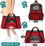 PetAmi Airline Approved Pet Carrier for Cat, Soft Sided Dog Carrier for Small Dogs, Cat Travel Supplies Accessories for Indoor Cats, Ventilated Pet Carrying Bag Medium Large Kitten Puppy, Large Red