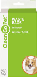 Clean Go Pet Lavender Scent Doggy Waste Bags, 250-Count, Quick-Tie Handles Poop Bags