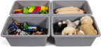 Humble Crew Toy Storage Bins for Kids, Set of 4, Grey, Small - Sturdy, Colorful Plastic Storage Bins for Classroom, Playroom, Nursery, and More - Premium Toddlers Toy Organizer Bins