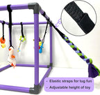 Puppy Play Gym for small dogs with 8 Hanging Interactive Toys Indoor Play | Funny Enrichment Jungle Playground to Keep Them Busy，with Bungee Straps for self-play,19.5*19.5*19.5in