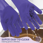 Pecute Pet Grooming Gloves, Large, Heat Resistant, Silicone Bathing and Massaging Gloves with High-Density Teeth and Enhanced Five Finger Design for Dogs and Cats, Purple