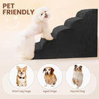 5 Steps Dog Stairs for Bed, 24" Dog Steps for High Bed, High Density Pet Steps for Small Dogs, Extra Wide Non-Slip Dogs Ramp for Injured, Older Pets, Small Cats, Black