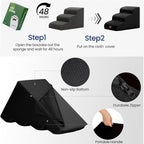 GoGoBunny Ramp Dog Stairs for High Beds 22.6" H, 5-Step Dog Slope Stairs with Durable Waterproof Fabric Cover, Pet Steps for Old Large Dogs Climbing, Non-Slip Sturdy Indoor Step, Black