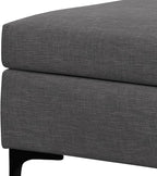 SIMPLIHOME Rebecca 36 inch Wide Mid Century Rectangular Coffee Table Storage Ottoman with Lift Up Lid in Slate Grey Polyester Linen Look, Assembled, for The Living Room, Entryway and Family Room