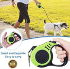 Retractable Green Dog Leash for Medium & Small Dogs & Cats - 16.5FT Tangle Free, Heavy Duty Walking Leash with Anti Slip Handle, Pause & Lock Strong Nylon Tape