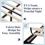 Allewie Full Size Platform Bed Frame with Charging Station & Storage Headboard, Upholstered Velvet Wingback Design & USB Port, Strong Wooden Slats Support, No Box Spring Needed, Easy Assembly, Black