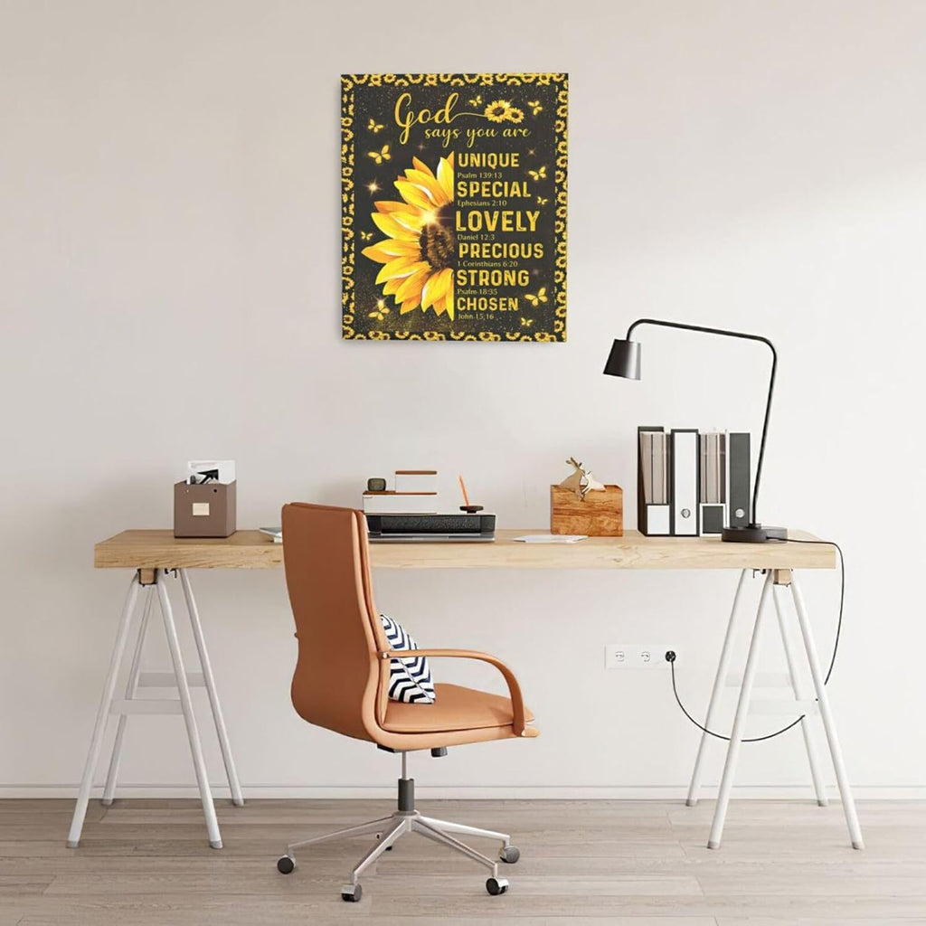 Christian Sunflower Bathroom Pictures Wall Art, Bible Verse Bathroom Wall Decor for Bedroom Office Wall Decorations for Bathroom Living Room Painting Artwork Modern Poster Prints 24"L x 20"W