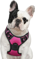 Eagloo Dog Harness Medium Sized Dog, No Pull Service Vest with Reflective Strips and Control Handle, Adjustable and Comfortable for Walking, No Choke Pet Harness with 2 Metal Rings, Rose Red, M