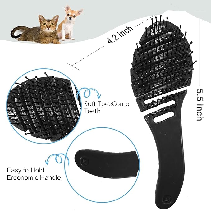 Small Dog Grooming Brush - Perfect for Shih Tzus, Yorkies, and Maltipoos - Ideal Puppy Hair Brushes for Maltese and Small Breeds (Black)
