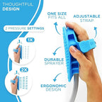 Aquapaw 5-in-1 Horse & Dog Bath Brush & Curry Comb - XL Blue Silicone - Includes 3-ft Shower Hose Attachment & Adapter - Adjustable Spray Scrub Massager - Great for Horses & Big Dogs