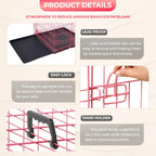 FDW Dog Crate for Large Dogs 48 Inch Folding Metal WirePet Cage Double Door W/Divider Panel Indoor Outdoor Kennel Leak-Proof Plastic Tray,Pink