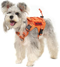OneTigris Tactical Dog Harness Vest No-Pull Service Dog Vest for Small Dogs | 1000D Pullable Nylon, with Control Handle and Hook & Loop Panels, Easy On & Off, Adjustable for Walking Training Orange XXS