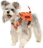 OneTigris Tactical Dog Harness Vest No-Pull Service Dog Vest for Small Dogs | 1000D Pullable Nylon, with Control Handle and Hook & Loop Panels, Easy On & Off, Adjustable for Walking Training Orange XXS
