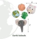 Cat Toys | Plush Toy Earth Animals (Value 5-Pack) Cat Toys for Indoor Cats | Eco Friendly Toy Made from Non Toxic Materials