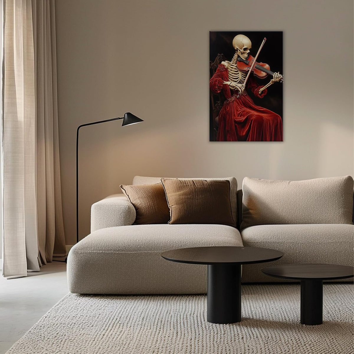 OAAPITI Gothic Skull Violinist Wall Art Macabre Musician Canvas Print Edgy Dark Art Vintage Halloween Decoration for Living Room Bedroom Home Wall Decor(Artwork-9,20"x30")