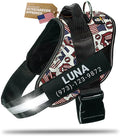 Personalized Dog Harness with Custom Name Patches, Adjustable Reflective No Choke Dog Vest with Handle for Extra Large Dog, USA, XL