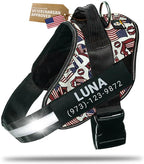 Personalized Dog Harness with Custom Name Patches, Adjustable Reflective No Choke Dog Vest with Handle for Extra Large Dog, USA, XL