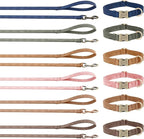 Genuine Leather Dog Collar - Adjustable Pet Collar with Quick Release Metal Buckle, Soft Skin Friendly Real Leather Collar for Small, Medium, Large Dogs (Brown Collar + Rope, M：Fit 12-20" Neck)