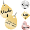 Ultra Joys Cat ID Tag Personalized Pet Tags, Durable Stainless Steel Small Pet Mini Dog Cat Tag Lightweight -Teardrop Tag in Gold