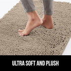 GORILLA GRIP SoakSTOPPER Dog Door Mat, 70x24 Machine Washable Rug Absorbent Doormat Captures Moisture Mud Dirt, Quick Dry Soft Chenille Entryway Rugs Indoor Entrance Mats for Dog Paws, Beige