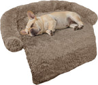 Calming Dog Bed Fluffy Plush Dog Mat for Furniture Protector with Removable Washable Cover for Large Medium Small Dogs and Cats (Small(35x31x5), Camel)