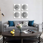 Black and white art Decorative pattern Canvas Wall Art for Living Room Bedroom wall decor Bathroom decorations,4 piece Modern Home decoration inspirational wall paintings Posters Pictures artwork