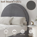 Twin Size Bed Frame, Boucle Upholstered Platform Bed with Headboard, Cloud Bed Frame with Soft Rounded Corners, No Box Spring Required, Easy Assembly, Grey