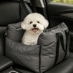 4-in-1 Dog Car Seat, Convertible Pet Booster Seat for Small Medium Dogs Up to 25lbs, Portable Travel Bed Sofa Pad with Safety Strap & Foldable Storage for Car Home Use