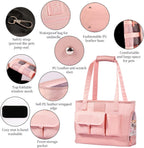 Dog Carrier, Cat Carrier, Pet Carrier, Foldable Waterproof Premium PU Leather Oxford Cloth Dog Purse, Portable Tote Bag Carrier for Small to Medium Cats and Small Dogs (Pink)