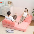 COMAX 4-in-1 Futon Sofa Bed, Queen Size Foldable Couch with L-Shaped Armrests, Convertible Sleeper Chair Bed, Comfortable Lounge Mattress for Living Room and Bedroom, Snow Orange