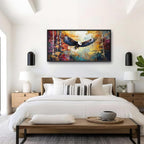 Extra Large Framed Bald Eagle Wall Art,Abstract Colorful Forest Wall Decor,Autumn Fall Forest Pictures for Living Room,Canvas Print Painting Modern Artwork Bedroom Office Home Decor 60L x 30W