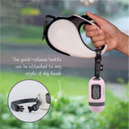 SVD.PET Dog Poop Bag Dispenser, Retractable Waste Bag Fits Any Dog Leash, Built-in Waste Bags, Poop Bag Holder, Doggy Walking Accessory (Primrose Pink)