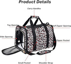 Petmolico Cat Carrier Soft-Sided Pet Bag for Small Medium Cats Puppies 16LBs - Airline Approved Pet Travel Carrier 3 Open Doors (Medium,Leopard)
