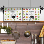 2-Pack Whimsical Veggie and Fruit Kitchen Towels Set-Quick-Drying Decorative Dish Towels with 'My Cat & Garden Harvest' Designs,Funny Animal Theme Hand Towels for Cooking,Purrfect Gifts for Cat Ladies