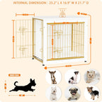 DWANTON Dog Crate Furniture with Cushion, Wooden Kennel Table with Double Doors, Indoor Dog House, Small/Medium/Large Size, 27.2" L, White