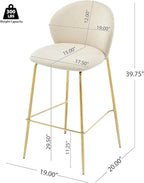 Christopher Knight Home Kira Indoor Upholstered Barstool with Metal Frame Set of 2, Bar Chairs Kitchen Stools, Comfy Fabric Bar Seating for Island Home Office, 29.5''Seat Height, Beige+Gold