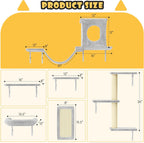 NUNU LAB Wall Mounted Cat Furniture, 6 Pcs Cat Wall Shelves with Condo House, Bridge, Steps, Scratcher, Hammock, Indoor Safe & Stable Furniture for Kittens Play, Gray