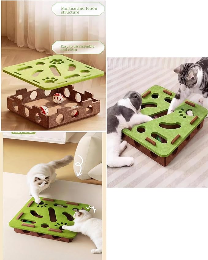 Cat Scratch & Nail File Interactive Puzzle Enrichment Box - Mental Stimulation for Indoor Cats
