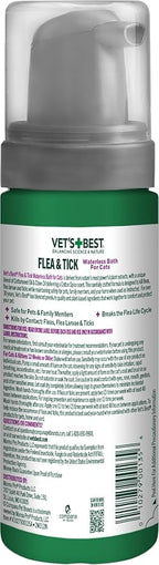 Vet's Best Natural Waterless Flea & Tick Bath for Cats – Natural No-Rinse Dry Shampoo with Plant-Based Ingredients – Flea and Tick Prevention and Control with Certified Essential Oils – 5 oz Bottle
