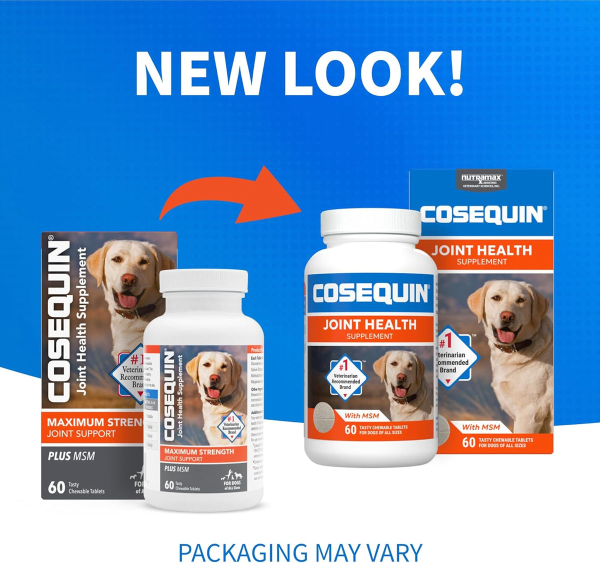 Nutramax Cosequin Maximum Strength Joint Health Supplement for Dogs - With Glucosamine, Chondroitin, and MSM, 60 Chewable Tablets