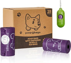 420 Count Dog Poop Bags Rolls with Dispenser & Leash Clip, 9″ x 13″ Scented Biodegradable Leak Proof Poop Bags for Dogs, Cats & Pet Waste, 28 Refill Rolls of 15, Purple