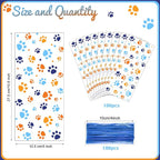 Blulu 100 Pieces Dog Treat Bags Puppy Party Favor Pet Paw Cone Cellophane Bags Candy Heat Sealable Dog Paw Gift with 100 Pieces Silver Twist Ties for Pet Cat Treat Party Favor (Blue and Orange)