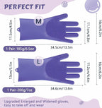 Pecute Pet Grooming Gloves, Large, Heat Resistant, Silicone Bathing and Massaging Gloves with High-Density Teeth and Enhanced Five Finger Design for Dogs and Cats, Purple